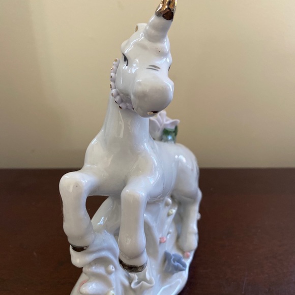 Vintage Unicorn with Flowers Porcelain Figurine - Picture 2 of 9